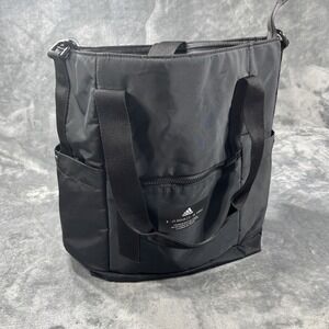 Adidas Everyday Tote Bag Black Multi Pocket Grocery Clothes 16" Canvas Bag